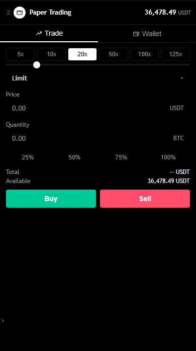 Paper trading assets tab