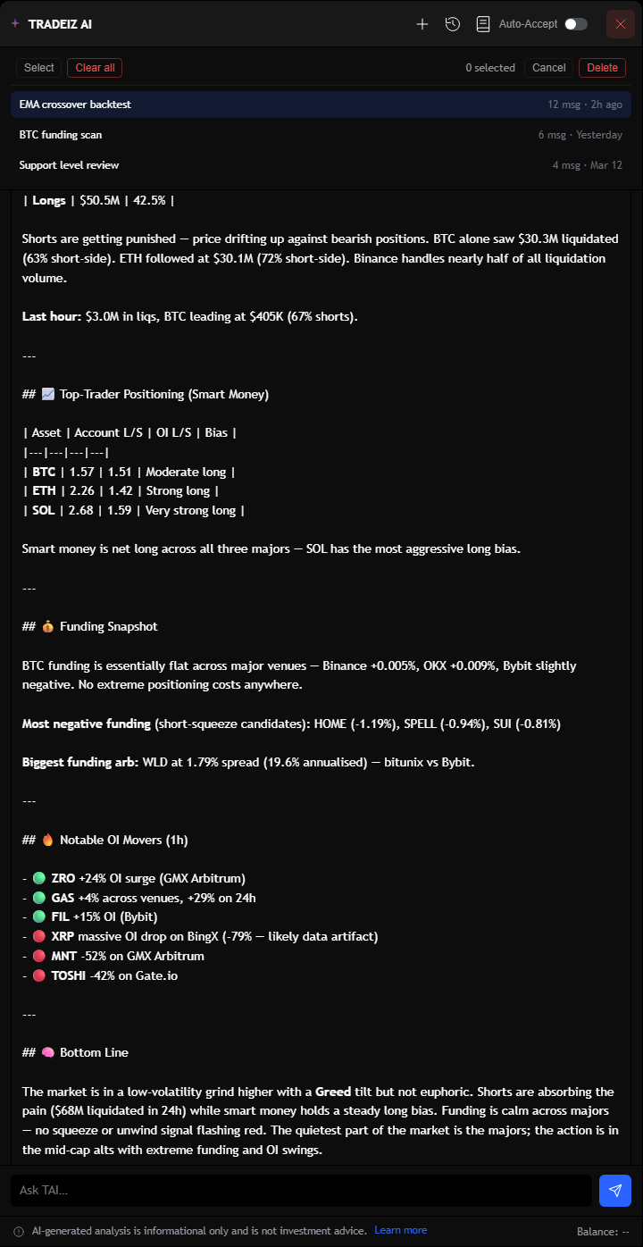 AI chat history sidebar